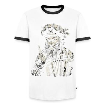 Grantler Grumpy Bavarian dialects Bavaria - Men's Ringer Shirt - white/black - Front - AI Model Female 172 light (172cm) & AI Model Male 178 dark (178cm)