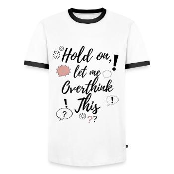 Hold on, let me overthink this Lustiges Introvert - Men's Ringer Shirt - white/black - Front - AI Model Female 172 light (172cm) & AI Model Male 178 dark (178cm)