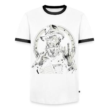 Grantler Grumpy Bavarian dialects Bavaria - Men's Ringer Shirt - white/black - Front - AI Model Female 172 light (172cm) & AI Model Male 178 dark (178cm)