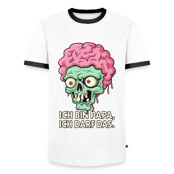 Ich bin Papa ich darf das Zombie - Männer Kontrast-T-Shirt - Weiß/Schwarz - Vorne - AI Model Female 172 light (172cm) & AI Model Male 178 dark (178cm)