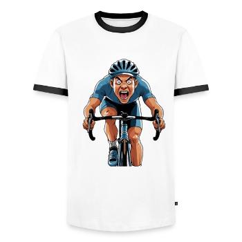 Cyclist Road Bike Bicycle Road Cyclist Bike - Men's Ringer Shirt - white/black - Front - AI Model Female 172 light (172cm) & AI Model Male 178 dark (178cm)