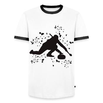 Curler Winter Sports Curling - Men's Ringer Shirt - white/black - Front - AI Model Female 172 light (172cm) & AI Model Male 178 dark (178cm)