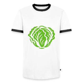 Salat - Now we have the salad - denglish - Spruch - Männer Kontrast-T-Shirt - Weiß/Schwarz - Vorne - AI Model Female 172 light (172cm) & AI Model Male 178 dark (178cm)