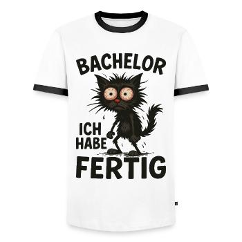 Bachelor Abschluss Absolvent BWL Student Studium - Männer Kontrast-T-Shirt - Weiß/Schwarz - Vorne - AI Model Female 172 light (172cm) & AI Model Male 178 dark (178cm)