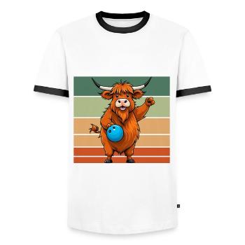 Tenue de bowling drôle dire bowling sport design - T-shirt contrasté Homme - blanc/noir - Devant - AI Model Female 172 light (172cm) & AI Model Male 178 dark (178cm)