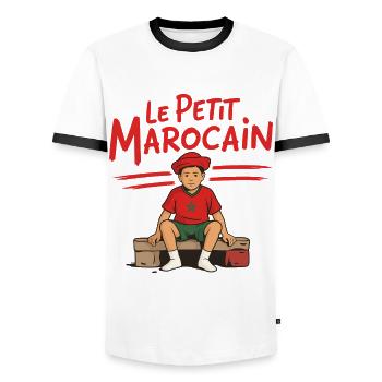 The Little Moroccan - Men's Ringer Shirt - white/black - Front - AI Model Female 172 light (172cm) & AI Model Male 178 dark (178cm)