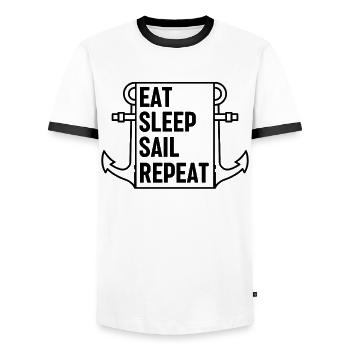 Sailing Sailing Sailboat Sailor - Men's Ringer Shirt - white/black - Front - AI Model Female 172 light (172cm) & AI Model Male 178 dark (178cm)