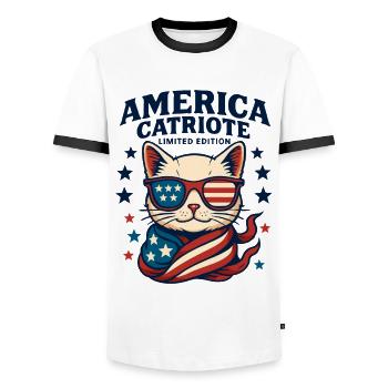 America catriote limited edition - T-shirt contrasté Homme - blanc/noir - Devant - AI Model Female 172 light (172cm) & AI Model Male 178 dark (178cm)
