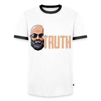 Perte de cheveux chauve Chauve La vérité chauve - T-shirt contrasté Homme - blanc/noir - Devant - AI Model Female 172 light (172cm) & AI Model Male 178 dark (178cm)
