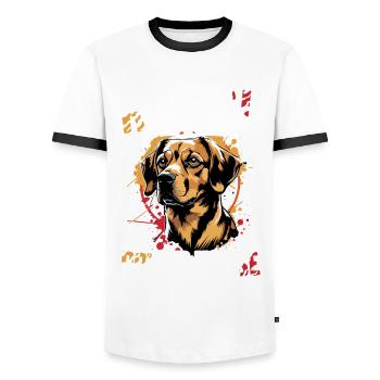 Kangal Power House Dog - Men's Ringer Shirt - white/black - Front - AI Model Female 172 light (172cm) & AI Model Male 178 dark (178cm)