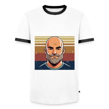 Perte de cheveux chauves Tête chauve Opérateur lisse - T-shirt contrasté Homme - blanc/noir - Devant - AI Model Female 172 light (172cm) & AI Model Male 178 dark (178cm)