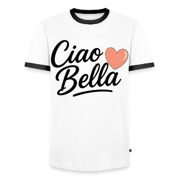 Ciao Bella - Men's Ringer Shirt - white/black - Front - AI Model Female 172 light (172cm) & AI Model Male 178 dark (178cm)