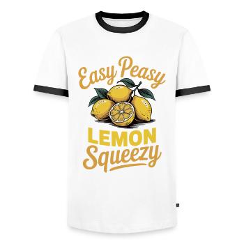 Easy Peasy Lemon Squeezy – Fresh Summer Theme - Men's Ringer Shirt - white/black - Front - AI Model Female 172 light (172cm) & AI Model Male 178 dark (178cm)