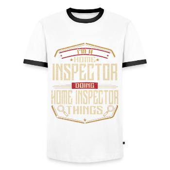 Building Surveyor Building Inspector - Men's Ringer Shirt - white/black - Front - AI Model Female 172 light (172cm) & AI Model Male 178 dark (178cm)