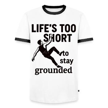 La vie est trop courte pour garder les pieds sur terre - T-shirt contrasté Homme - blanc/noir - Devant - AI Model Female 172 light (172cm) & AI Model Male 178 dark (178cm)