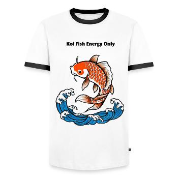Koi Fish Saying - Men's Ringer Shirt - white/black - Front - AI Model Female 172 light (172cm) & AI Model Male 178 dark (178cm)