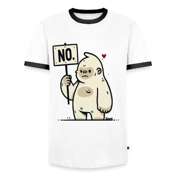 Funny Gorilla Monkey with No Sign Comic Style - Men's Ringer Shirt - white/black - Front - AI Model Female 172 light (172cm) & AI Model Male 178 dark (178cm)