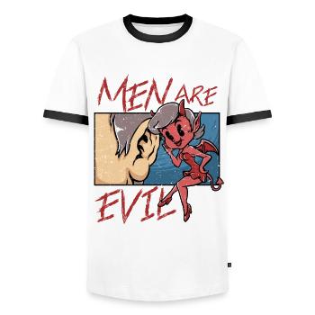 Occultisme Démonologie Tarot Les hommes sont mauvais - T-shirt contrasté Homme - blanc/noir - Devant - AI Model Female 172 light (172cm) & AI Model Male 178 dark (178cm)
