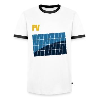 PV Anlagen Flüsterer - Photovoltaik - Solarstrom - Männer Kontrast-T-Shirt - Weiß/Schwarz - Vorne - AI Model Female 172 light (172cm) & AI Model Male 178 dark (178cm)