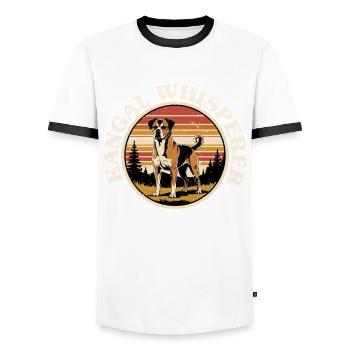 Kangal Whisperer - Männer Kontrast-T-Shirt - Weiß/Schwarz - Vorne - AI Model Female 172 light (172cm) & AI Model Male 178 dark (178cm)