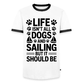 Sailing Saying Dog Sailor Dog Sailing Gift - Men's Ringer Shirt - white/black - Front - AI Model Female 172 light (172cm) & AI Model Male 178 dark (178cm)