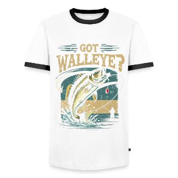 Glasseye Perch Zander Angler Vous avez du doré jaune ? - T-shirt contrasté Homme - blanc/noir - Devant - AI Model Female 172 light (172cm) & AI Model Male 178 dark (178cm)