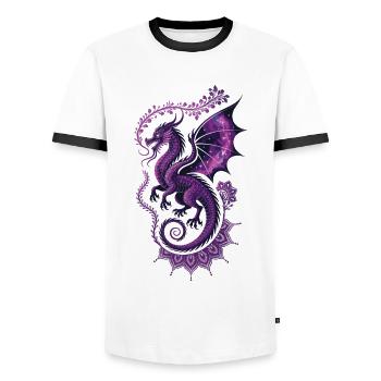 Dragon violet magique avec des ailes d’étoile - T-shirt contrasté Homme - blanc/noir - Devant - AI Model Female 172 light (172cm) & AI Model Male 178 dark (178cm)