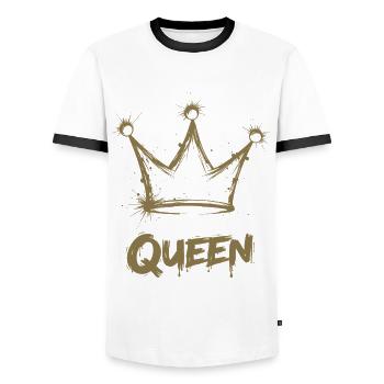 Queen Crown Splash - Men's Ringer Shirt - white/black - Front - AI Model Female 172 light (172cm) & AI Model Male 178 dark (178cm)