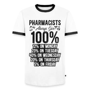 Pharmacy Tech Technician - Männer Kontrast-T-Shirt - Weiß/Schwarz - Vorne - AI Model Female 172 light (172cm) & AI Model Male 178 dark (178cm)