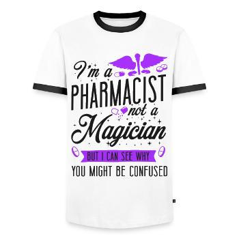 Pharmacy Tech Technician - Männer Kontrast-T-Shirt - Weiß/Schwarz - Vorne - AI Model Female 172 light (172cm) & AI Model Male 178 dark (178cm)