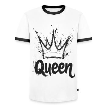Queen Crown Splash - Men's Ringer Shirt - white/black - Front - AI Model Female 172 light (172cm) & AI Model Male 178 dark (178cm)