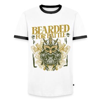 Viking Pagan Culture - Men's Ringer Shirt - white/black - Front - AI Model Female 172 light (172cm) & AI Model Male 178 dark (178cm)