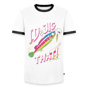 Glasseye Zander Angler I'd Jig That! - Men's Ringer Shirt - white/black - Front - AI Model Female 172 light (172cm) & AI Model Male 178 dark (178cm)