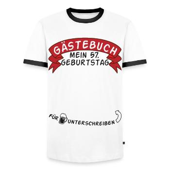 Livre d’or Mon idée cadeau 57e anniversaire - T-shirt contrasté Homme - blanc/noir - Devant - AI Model Female 172 light (172cm) & AI Model Male 178 dark (178cm)