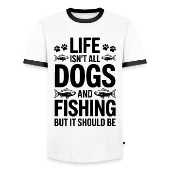 Fishing Saying Fishing Dogs Funny Angler Gift - Men's Ringer Shirt - white/black - Front - AI Model Female 172 light (172cm) & AI Model Male 178 dark (178cm)