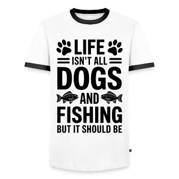 Fishing Saying Fishing Dogs Funny Angler Gift - Men's Ringer Shirt - white/black - Front - AI Model Female 172 light (172cm) & AI Model Male 178 dark (178cm)