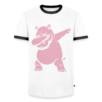 Dabbing Hippo - Dab Dance - Gift - Men's Ringer Shirt - white/black - Front - AI Model Female 172 light (172cm) & AI Model Male 178 dark (178cm)