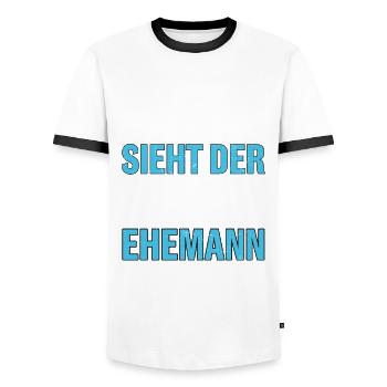 This is what the best husband in the world looks like - Men's Ringer Shirt - white/black - Front - AI Model Female 172 light (172cm) & AI Model Male 178 dark (178cm)