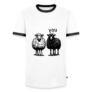 Schafe Schaf ich du - Männer Kontrast-T-Shirt - Weiß/Schwarz - Vorne - AI Model Female 172 light (172cm) & AI Model Male 178 dark (178cm)