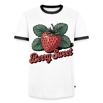 Berry Sweet – Chemise Sweet Strawberry - T-shirt contrasté Homme - blanc/noir - Devant - AI Model Female 172 light (172cm) & AI Model Male 178 dark (178cm)