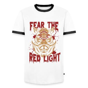 Wild Boar Wild Boar Hunting Fear The Redlight - Men's Ringer Shirt - white/black - Front - AI Model Female 172 light (172cm) & AI Model Male 178 dark (178cm)