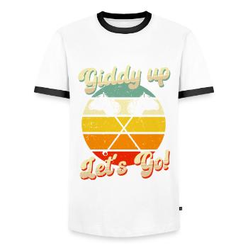 Hobby Horsing Hobby Horses Giddy Up - T-shirt contrasté Homme - blanc/noir - Devant - AI Model Female 172 light (172cm) & AI Model Male 178 dark (178cm)