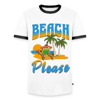 Lustiges Beach Please Sommerurlaub Design - Männer Kontrast-T-Shirt - Weiß/Schwarz - Vorne - AI Model Female 172 light (172cm) & AI Model Male 178 dark (178cm)