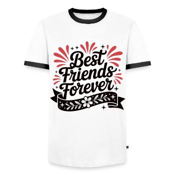 Beste Freunde für immer – BFF Shirt - Männer Kontrast-T-Shirt - Weiß/Schwarz - Vorne - AI Model Female 172 light (172cm) & AI Model Male 178 dark (178cm)