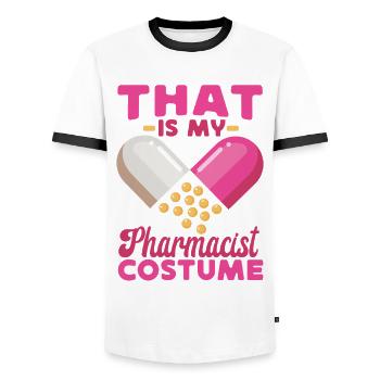 Pharmacy Tech Technician - Men's Ringer Shirt - white/black - Front - AI Model Female 172 light (172cm) & AI Model Male 178 dark (178cm)
