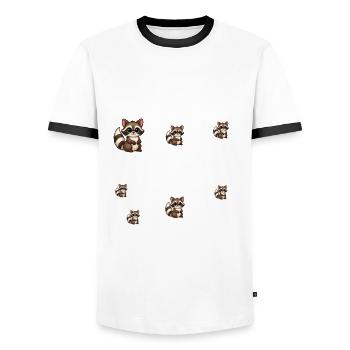 Ce que je fais de mon temps libre – Ratons laveurs - T-shirt contrasté Homme - blanc/noir - Devant - AI Model Female 172 light (172cm) & AI Model Male 178 dark (178cm)
