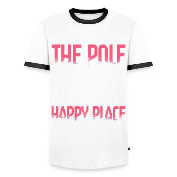 Pole Dancing Poledancing The Pole My Happy Place - Men's Ringer Shirt - white/black - Front - AI Model Female 172 light (172cm) & AI Model Male 178 dark (178cm)