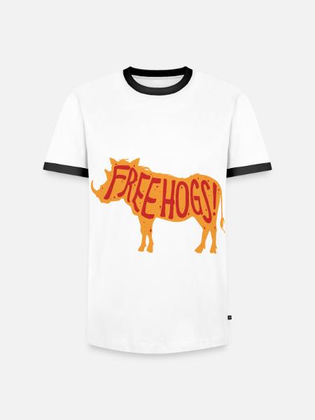 Wildschwein Wildschweinjagd Free Hogs! - Männer Kontrast-T-Shirt - Weiß/Schwarz
