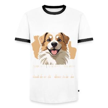 Alabai Dog Bark-N-Protect Expert - Men's Ringer Shirt - white/black - Front - AI Model Female 172 light (172cm) & AI Model Male 178 dark (178cm)