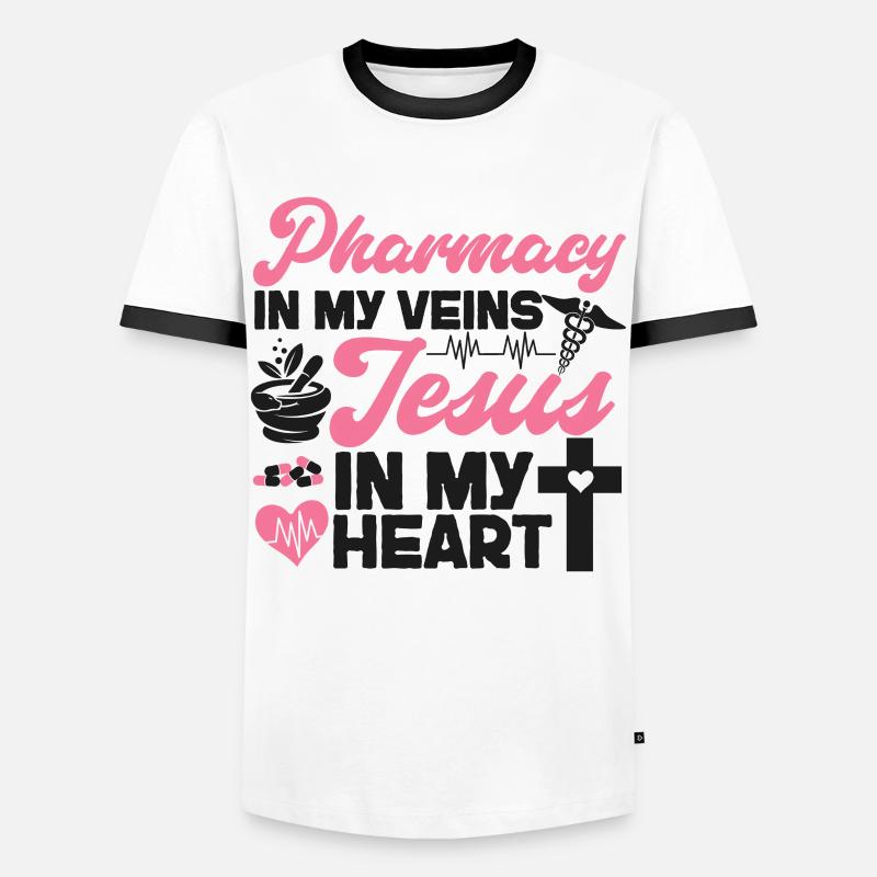 Pharmacy Tech Technician - Men's Ringer Shirt - white/black